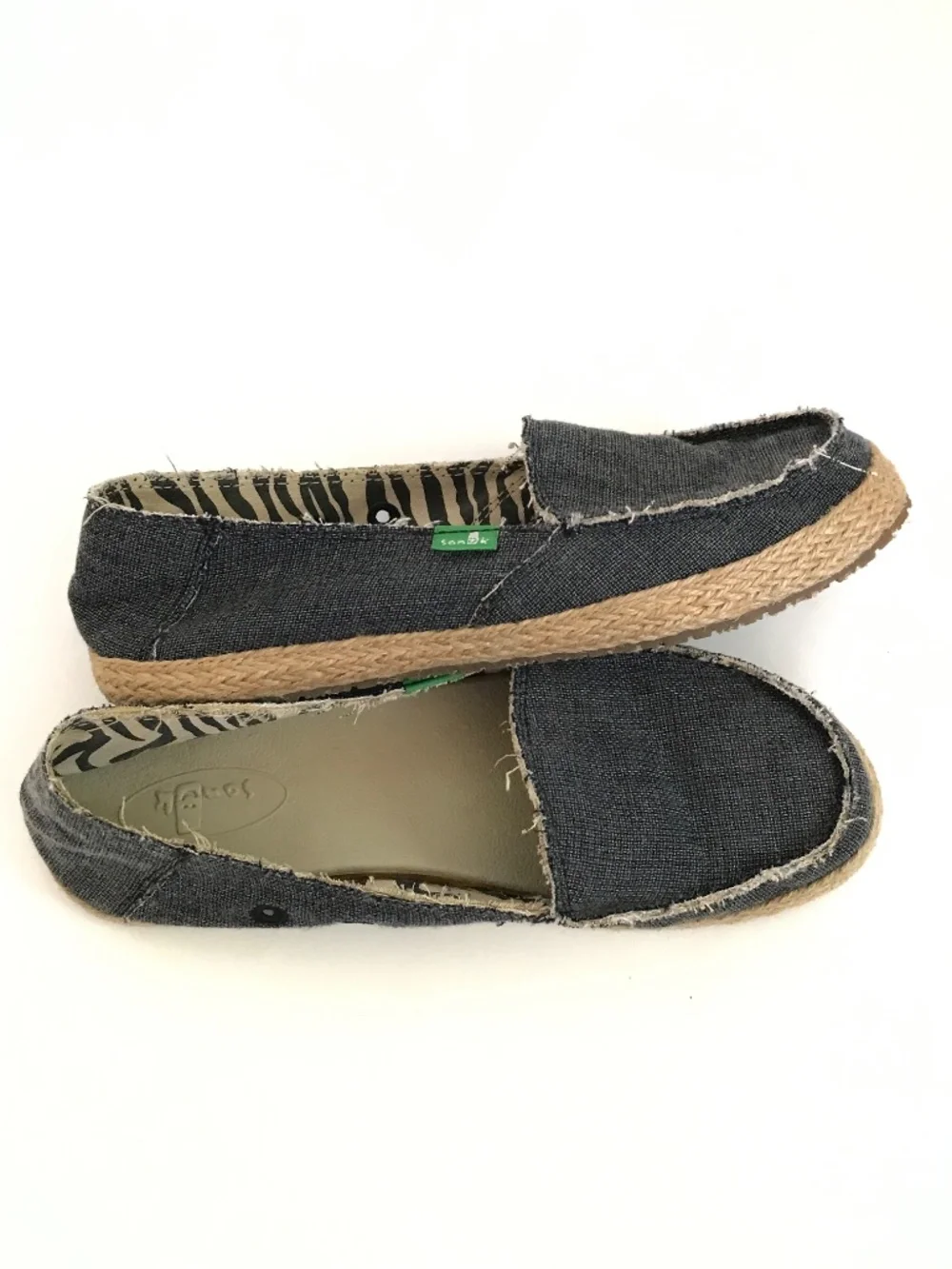 SANUK Espadrille Flats Canvas Loafers Blue Fiona Women’s Size 6